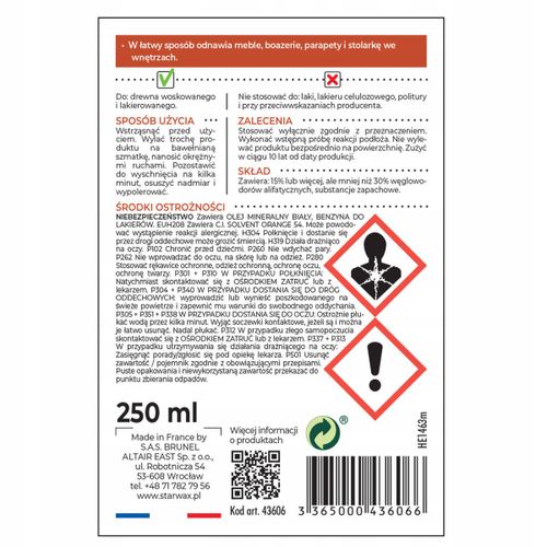 Starwax ODNAWIACZ DO MEBLI DREWNO JASNE 250 ML na Arena.pl