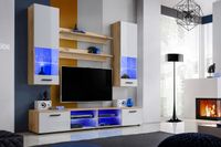 Pan Igiełka - Zestaw Mebli Komplet - Meblościanka RTV z Witrynami LED RGB