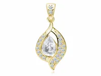 DELIKATNY POZŁACANY SREBRNY WISIOREK ŁEZKA KROPLA BIAŁE CYRKONIE SREBRO 925