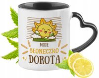 Kubek Czarny Z Uszkiem W Kształcie Serca Dla Doroty Idealny Na Prezent