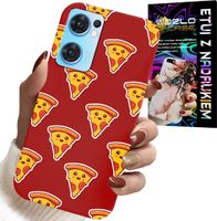 ETUI DO OPPO RENO7 5G - WZÓR Z WESOŁĄ PIZZĄ NA CZERWONYM TLE