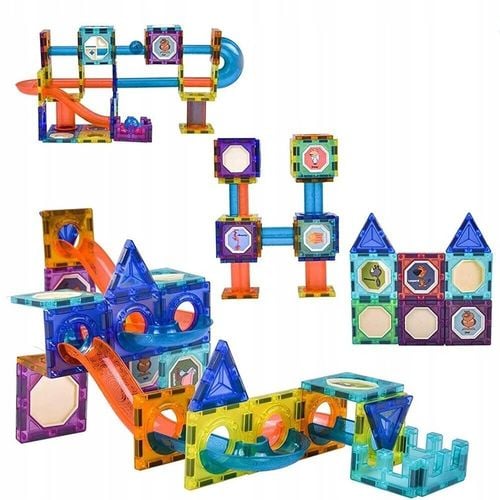 Klocki magnetyczne tor kulkowy zestaw 110 elementów na Arena.pl