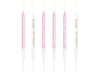 Świeczki urodzinowe "Happy Birthday", różowe, 10 szt