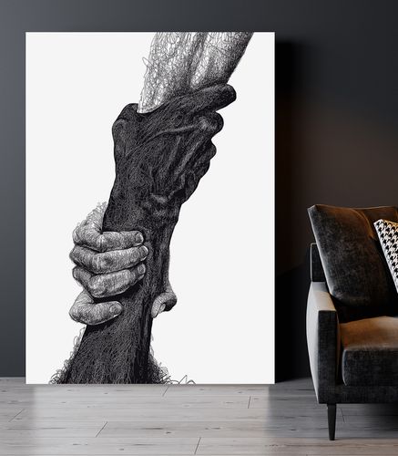 Plakat dłonie ręce uścisk szkic 29,7x42 cm A3 na Arena.pl