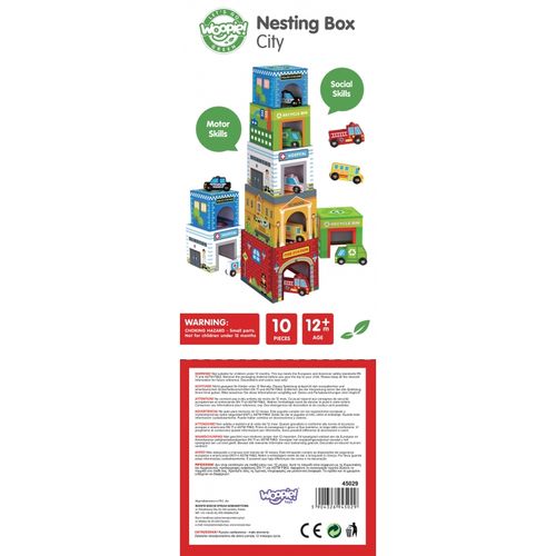 WOOPIE GREEN Układanka Kostki Miasto Pojazdy w Pudełkach + Figurki 10 el. na Arena.pl