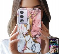 ETUI DO OPPO A80 5G - RÓŻOWO BIAŁY MARMUREK, KAMIENNE WZORY