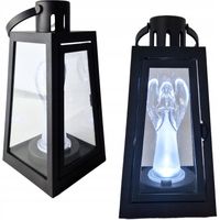 LATARENKA LED DEKORACYJNA LAMPION ANIOŁEK LATARNIA Z ANIOŁEM OZDOBNA CZARNA