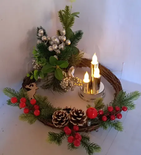 Potrójna świeczka led element stroika DIY wkład do znicza żywy płomień Kolor - Srebrny na Arena.pl