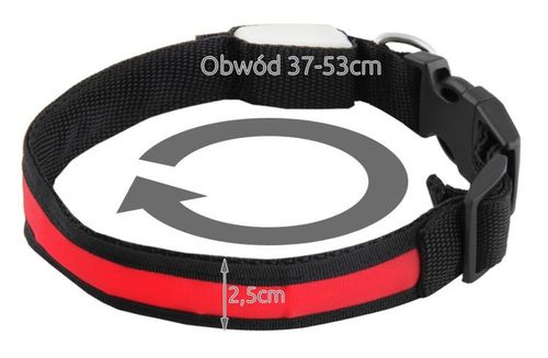 Obroża LED czerwona - M na Arena.pl