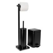 Zestaw do toalety kosz z cichym domykiem stojak uchwyt szczotka WC czarny