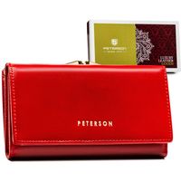 zgrabny skórzany portfel damski w czerwonym kolorze - peterson