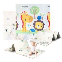 Dwustronna edukacyjna piankowa mata dziecięca XXL 180x200 cm - safari