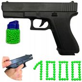 PISTOLET NA KULKI PLASTIKOWE GLOCK 17 IMITACJA BRONI CZARNY + 1000x NABOJE