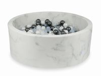 Suchy basen 110x40 marmur z piłeczkami 500szt (metaliczny grafit, perłowe, przezroczyste)