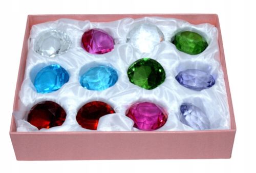 Kryształki dekoracyjne szklane zestaw 12szt średnica 5cm różnokolorowe na Arena.pl
