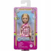 barbie chelsea lalka 13 cm blond włosy sukienka w kratkę mattel