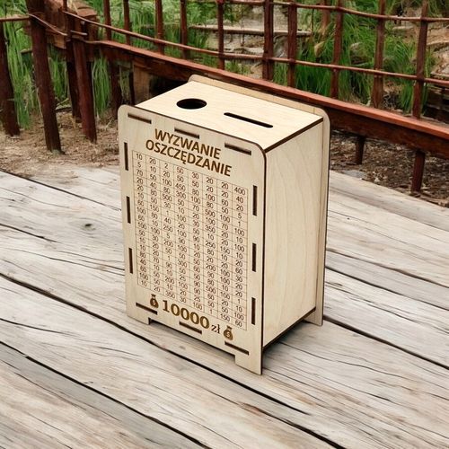 SKARBONKA WYKREŚLANA drewniana WYZWANIE OSZCZĘDZANIE Ślub TWÓJ GRAWER na Arena.pl