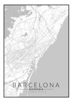 Barcelona mapa czarno biała - plakat 60x80 cm