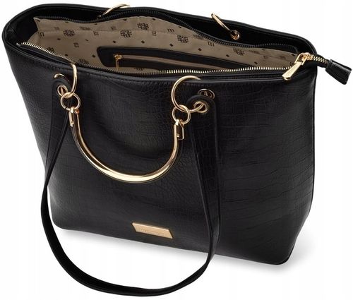 Duża Torebka Monnari Klasyczna Torba Damska Łódka Shopper Aktówka Czarna A4 na Arena.pl