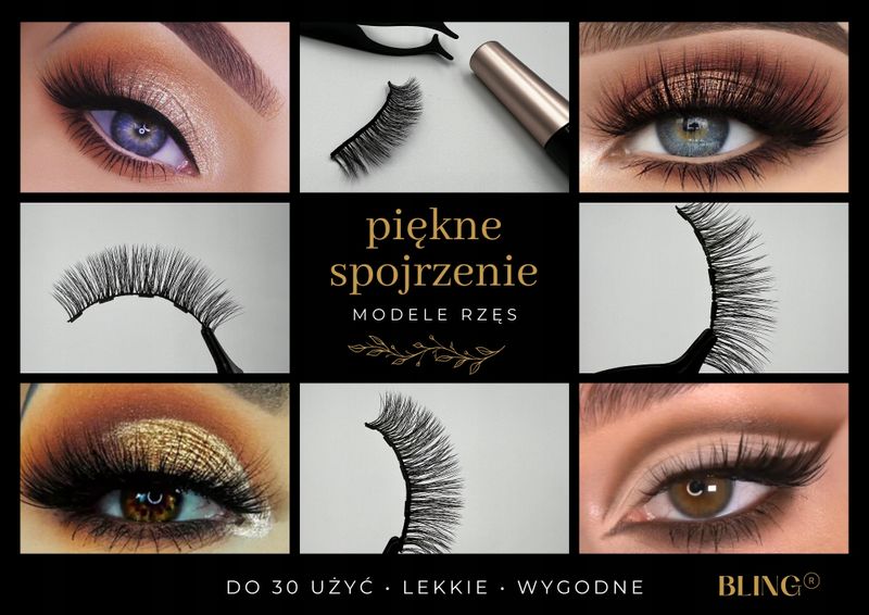 RZĘSY MAGNETYCZNE 3X DŁUGIE + PĘSETA + EYELINER A+ zdjęcie 4
