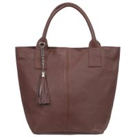 VERA PELLE torebka damska skórzana shopper z długimi rączkami V619 brązowa