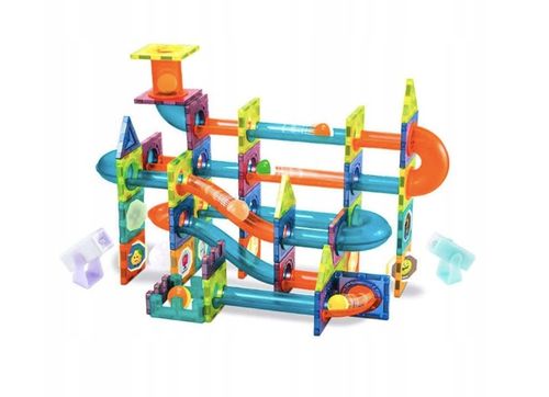 KLOCKI MAGNETYCZNE ŚWIECĄCY TOR KULKOWY 110 ELEMENTÓW KULODROM ZESTAW na Arena.pl