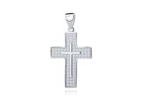 RODOWANY SREBRNY KRZYŻ KRZYŻYK BIAŁE CYRKONIE
