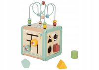 Duża Drewniana Kostka Edukacyjna – Sorter Aktywności Montessori od WOOPIE