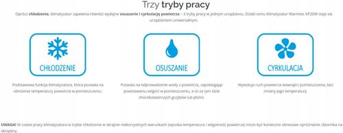 WARMTEC Klimatyzator przenośny KP20W z Wi-Fi - DROPSHIPPING na Arena.pl