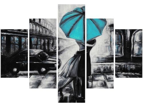 70 100CM OBRAZ 5 ELEM ZAKOCHANI TURKUS DRUK PŁÓTNO na Arena.pl