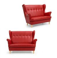 Sofa Kanapa Uszak Skandynawska Czerwona hotel Skaj Ekoskóra Family Meble