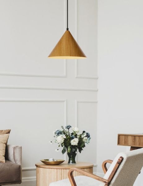 Dunca lampa wisząca 25 czarny 1x40 E27 klosz jasny dębowy zdjęcie 2