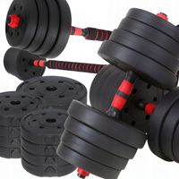 2X HANTLE 40 KG REGULOWANE 2X20 KG BITUMICZNE DO ĆWICZEŃ TRENINGU + SZTANGA