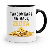 Kubek Czarny Prezent Dla Taksówkarza Na Wagę Złota Z Nadrukiem Ze Zdjęciem