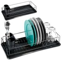Ociekacz Mała Suszarka Stojąca na Naczynia Talerze Sztućce Czarna Metalowa