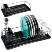 Ociekacz Mała Suszarka Stojąca na Naczynia Talerze Sztućce Czarna Metalowa