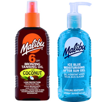 Malibu Olejek Brązujący Z Kokosem SPF6 200ml + Żel Po Opalaniu 200ml