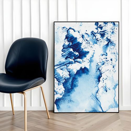 Plakat niebieska fala 21x30 cm w czarnej ramie na Arena.pl
