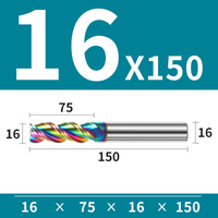 Frez 3 Ostrzowy z Węglika Spiekanego z Powłoką DLC Rozmiar: Ø16x80x16Dx150L