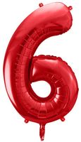Balon foliowy Cyfra 6, 86cm, czerwony XL