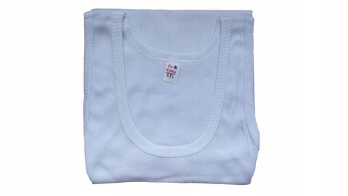 PODKOSZULKA KOSZULKA MĘSKA 100 % BAWEŁNA PRĄŻKOWANA BIAŁA OKRĄGŁY - L na Arena.pl