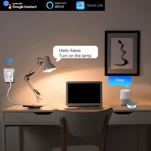 Inteligentne Gniazdko 16A WiFi Watomierz Timer Alexa Google Home Białe Szar na Arena.pl