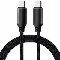 2 x Kabel wzmocniony 1m USB-C -USB-C TypC 100cm oplot mocny czarny