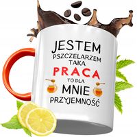 Kubek Pomarańczowy Dla Pszczelarza Prezent Z Nadrukiem Ze Zdjęciem