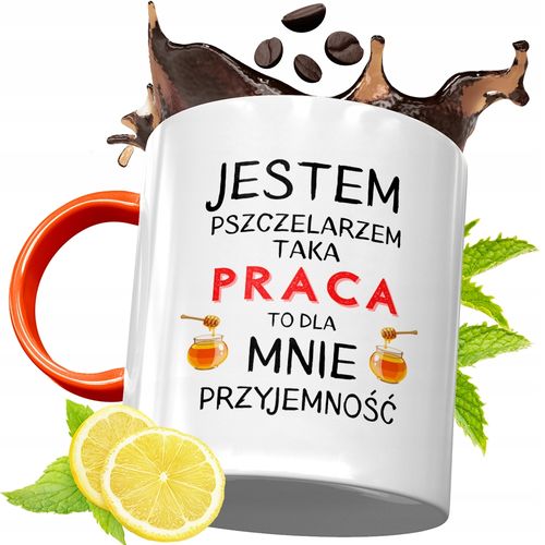 Kubek Pomarańczowy Dla Pszczelarza Prezent Z Nadrukiem Ze Zdjęciem na Arena.pl