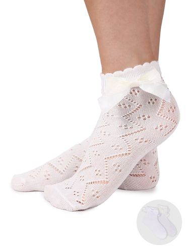 Skarpety dziewczęce bawełniane ażurowe z kokardą 2PAK 27-30 YOCLUB na Arena.pl