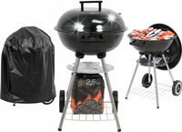 GRILL OGRODOWY WĘGLOWY RUSZT STALOWY OKRĄGŁY 41CM POKRYWA Z POKROWCEM LUND