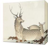 Obraz 40x40cm Couple of Deers, Koson Japoński Vintage do Salonu