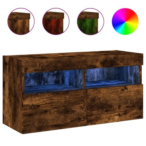 Ścienna szafka TV z LED, przydymiony dąb, 80x30x40 cm na Arena.pl