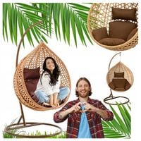 FOTEL WISZĄCY KOKON KOSZ Bujany Huśtawka Jajo z Poduszkami do Ogrodu Domu